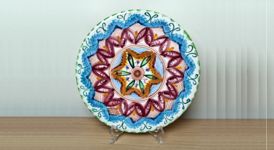 Colourful Handpainted Majolica Style Floral Ceramic Circular Plate - Image 2