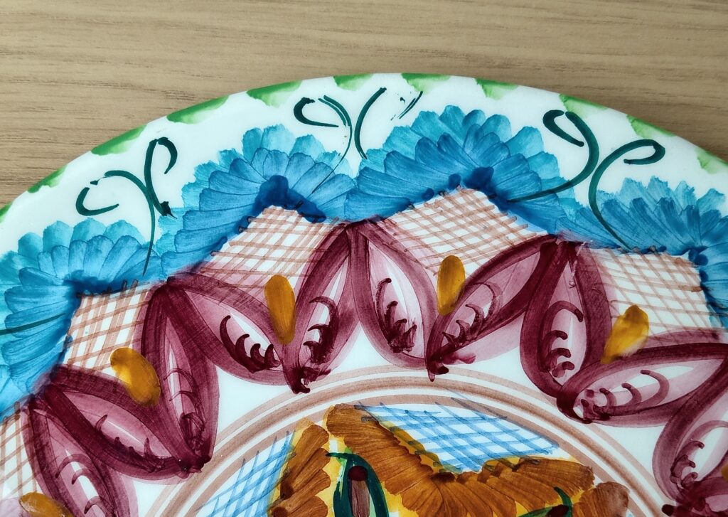 Colourful Handpainted Majolica Style Floral Ceramic Circular Plate - Image 4