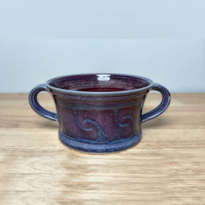 Purple Glazed Double Handled Pottery Planter / Bowl / Pot