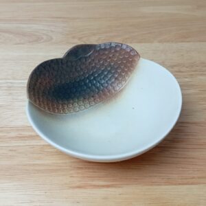 Ljubisa Misic Serbian Ceramic Art Pottery Brown Patterned Shell Bowl