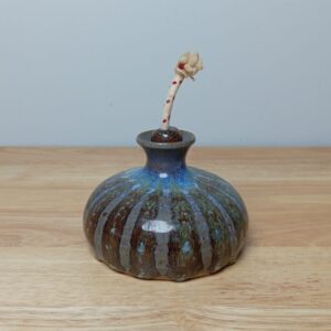 Loch Ness Clay Works Studio Pottery Blue Glaze Oil Lamp